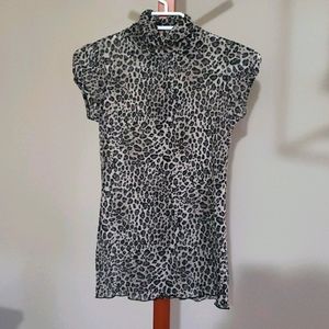 Zara leopard mesh top